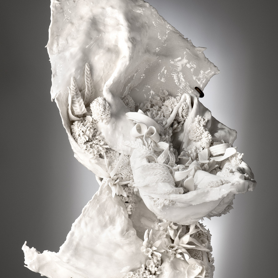 Florence Corbi - Sculpture "Enéïde 1" Porcelaine émaillée Blanc de Chine